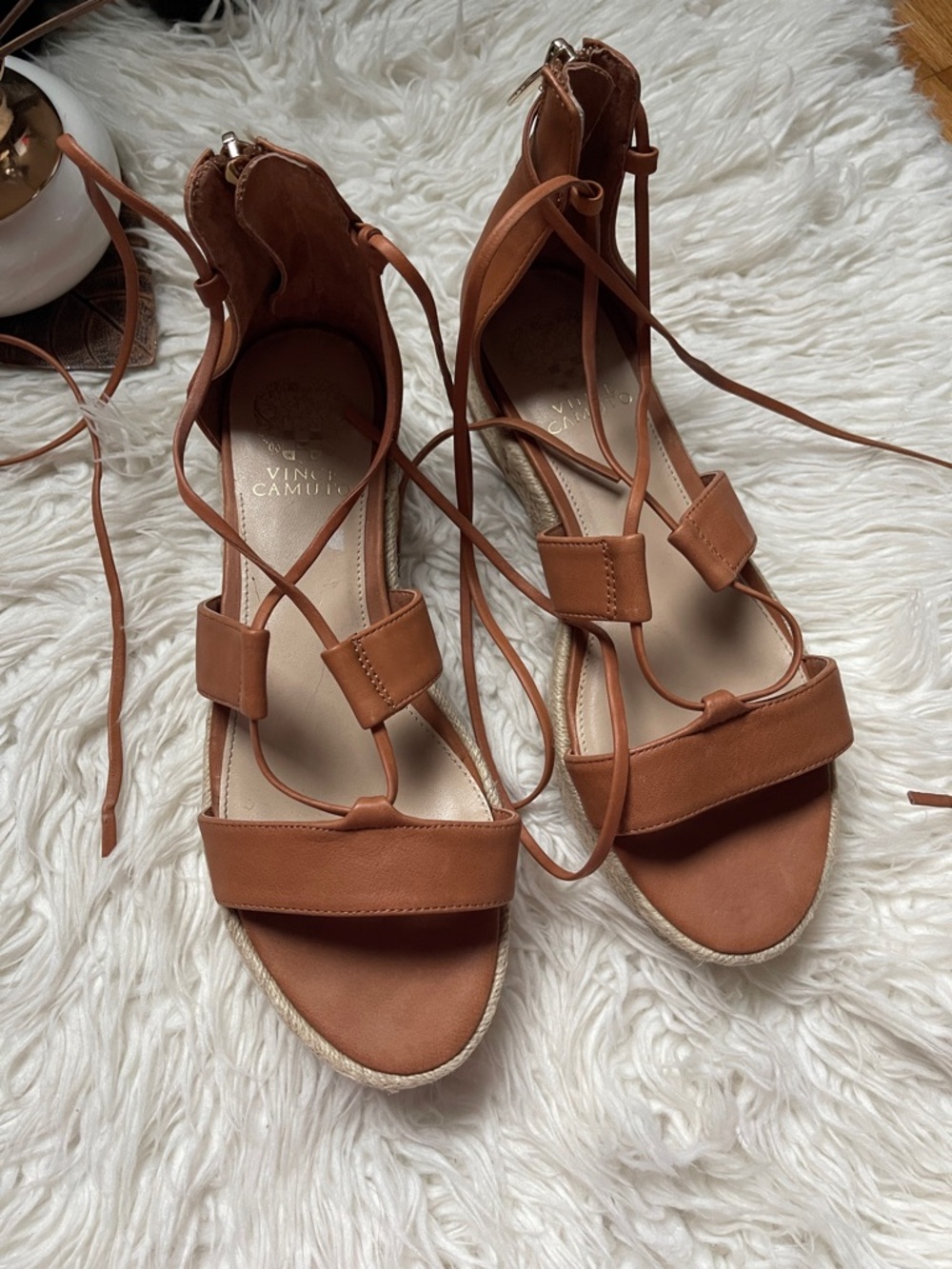 Vince Camuto Brown Lace-Up Espadrille Sandals - Picture 5 of 12